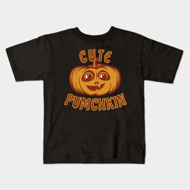 Cute Pumchkin Kids T-Shirt by dkdesigns27